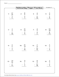 subtracting fractions worksheet with answers