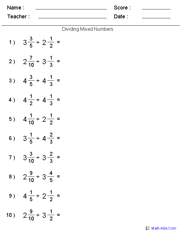 subtracting improper fractions worksheet