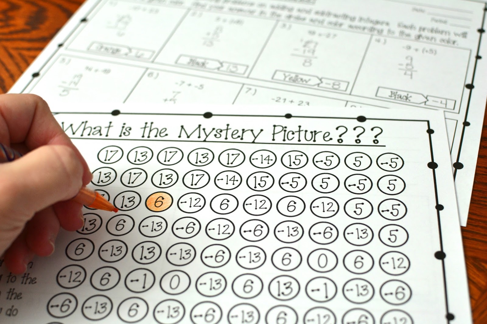 subtracting integers color worksheet