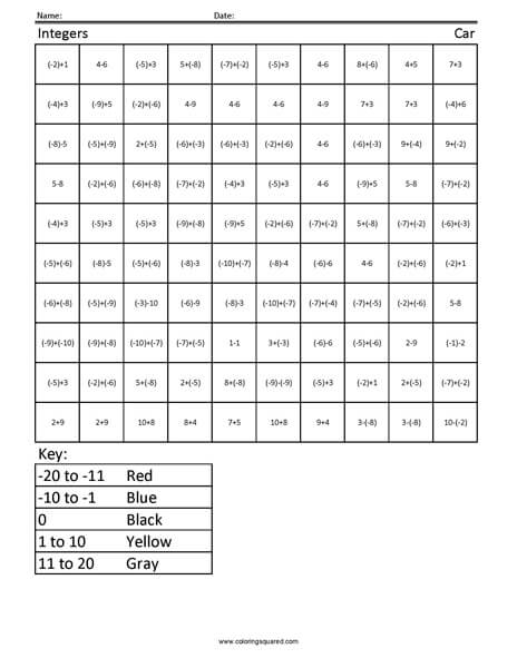 Car- Integers - Coloring Squared