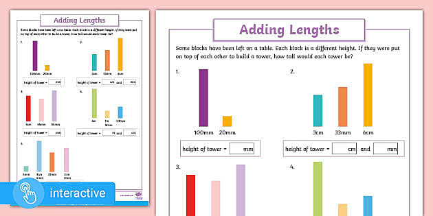 subtracting length worksheet