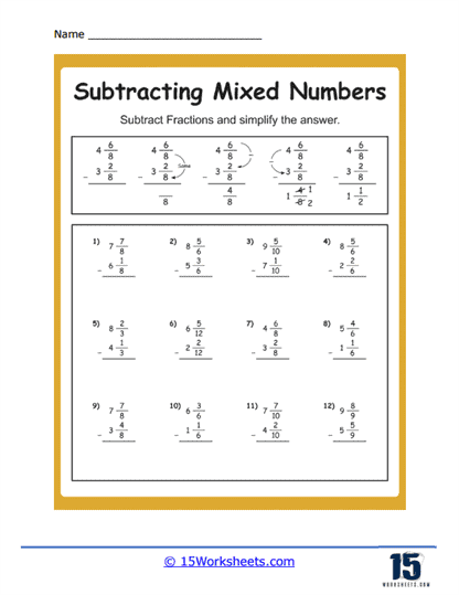 Subtracting Mixed Numbers Worksheets - 15 Worksheets Library