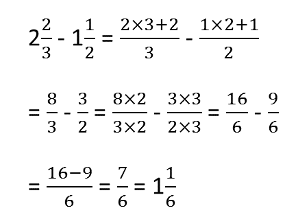 subtracting mixed fractions with like denominators