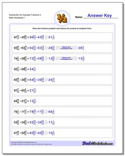 subtracting mixed numbers with like denominators worksheet