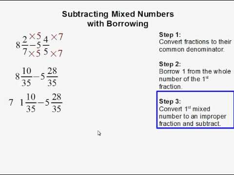 subtracting mixed numbers with renaming