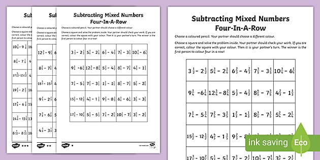 subtracting mixed numbers worksheet with answer key