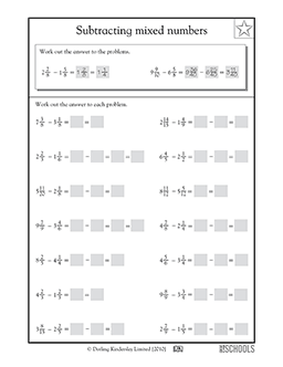 subtracting mixed numbers worksheet with answer key