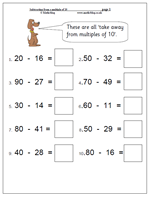 subtracting multiples of 10 worksheet