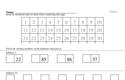 subtracting on a hundreds chart worksheet