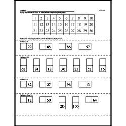subtracting on a hundreds chart worksheet