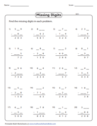 3-Digit Subtraction Worksheets