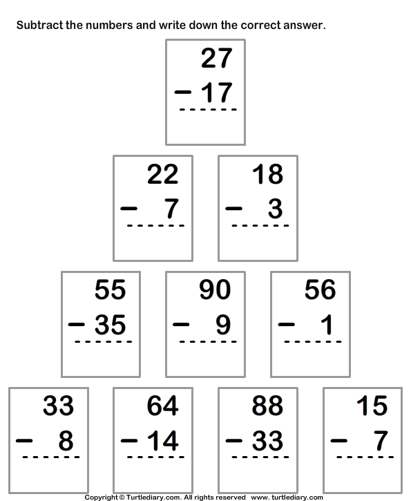 subtracting two digit numbers with regrouping worksheet