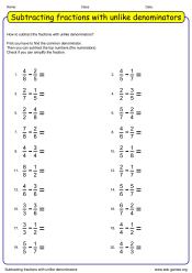 Free Fraction Subtraction Worksheet Generators | Free Printable ...