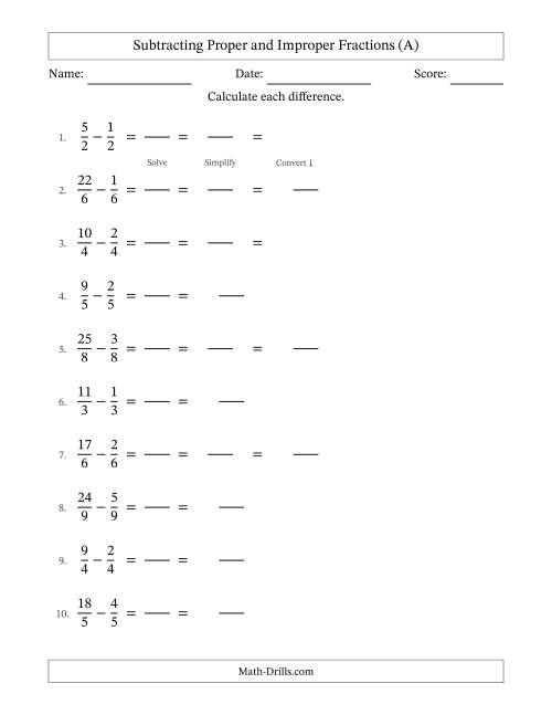 subtracting with like denominators