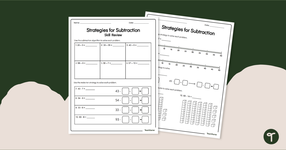 Subtraction Strategies – Assessment | Teach Starter - Worksheets Library