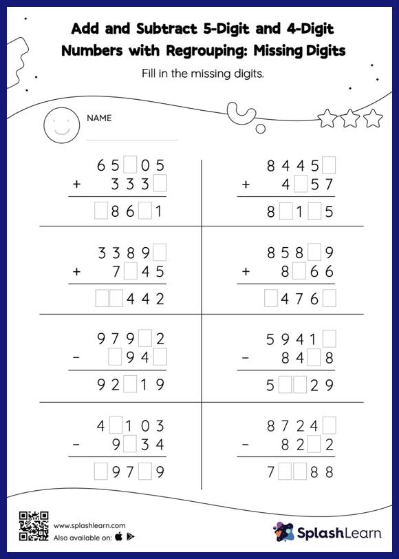 Add and Subtract 5-Digit and 4-Digit Numbers with Regrouping ...