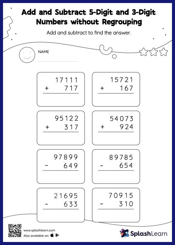subtraction and addition worksheet with