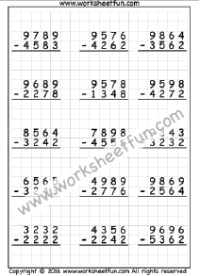 Subtraction - 4 Digit / FREE Printable Worksheets - Worksheetfun