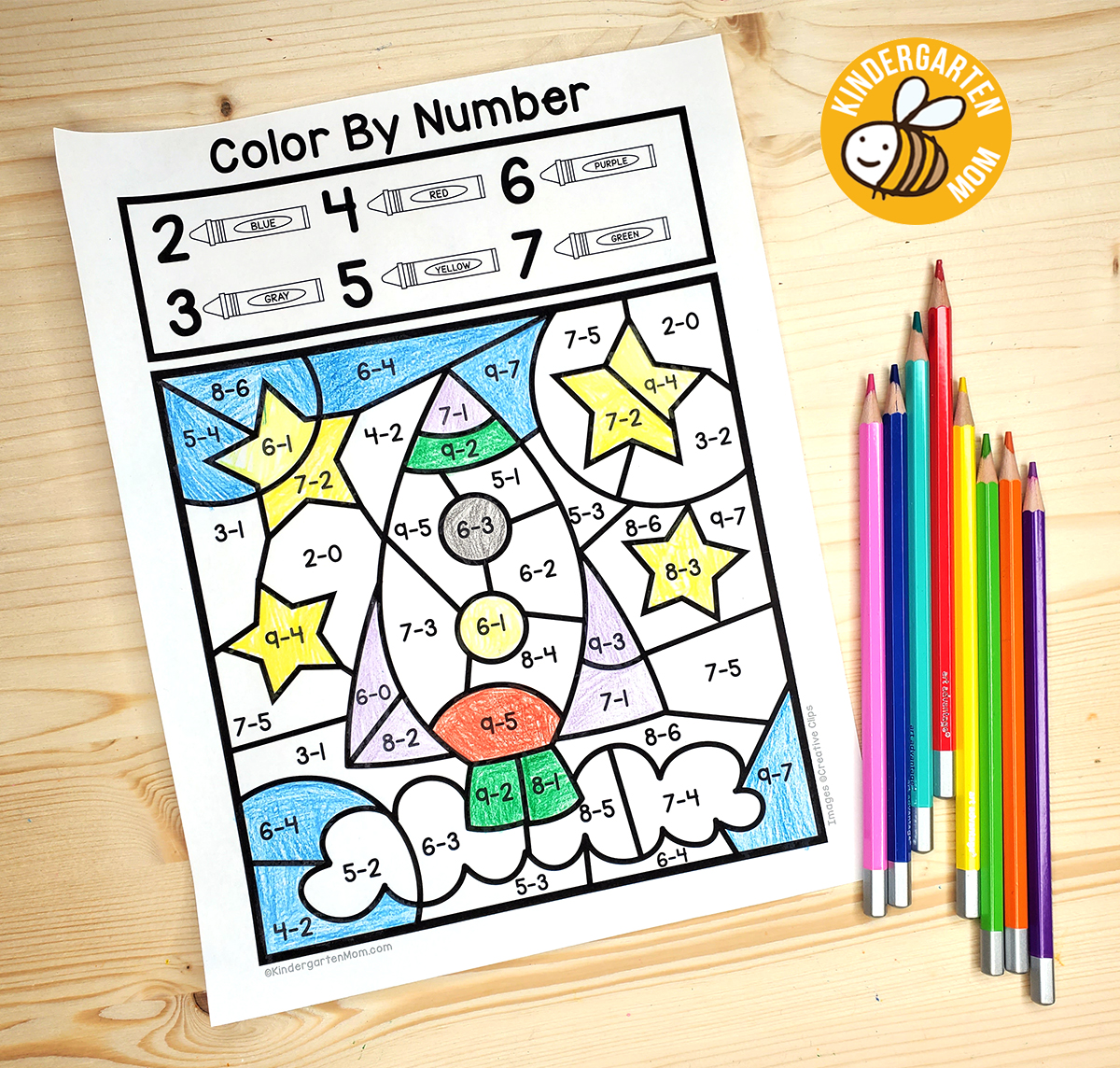 subtraction coloring worksheet for kindergarten