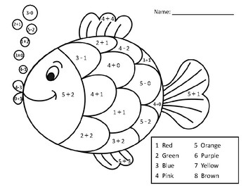 subtraction coloring worksheet for kindergarten