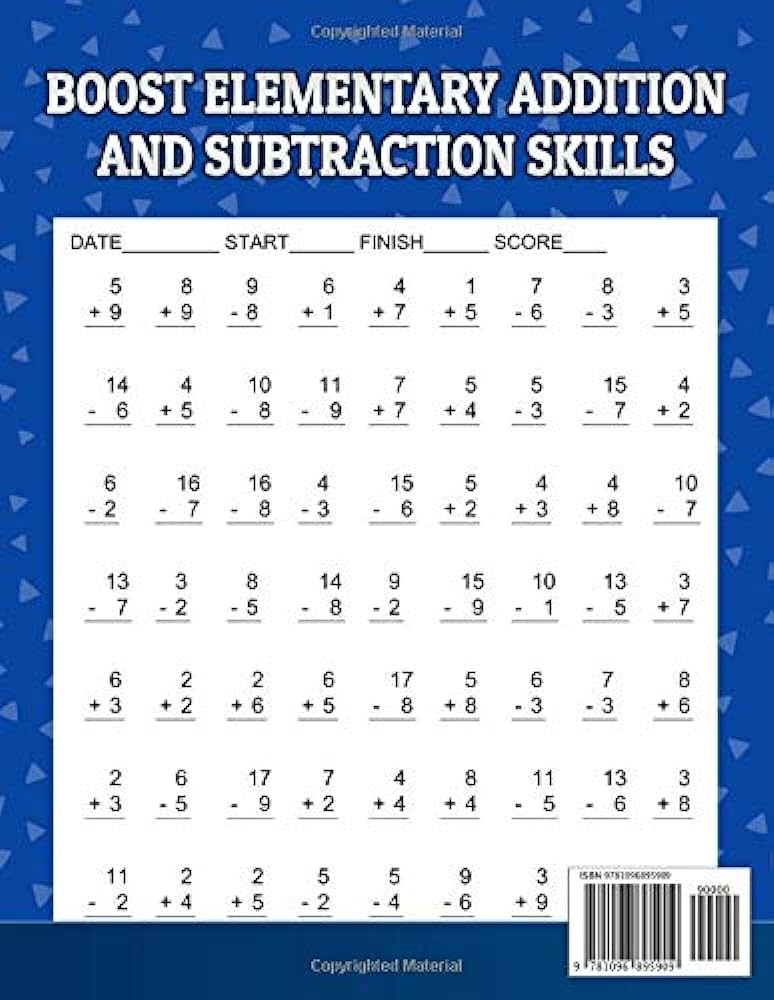 subtraction drill worksheet for 1st grade