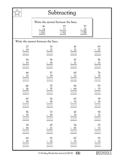 Subtraction drills | 2nd grade Math Worksheet | GreatSchools