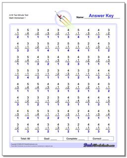 subtraction drill worksheet for