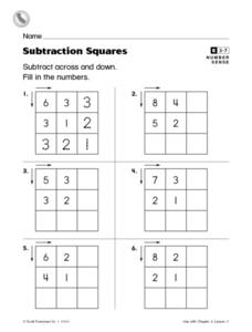 Subtraction Squares- Enrichment Worksheet Worksheet for 1st Grade ...