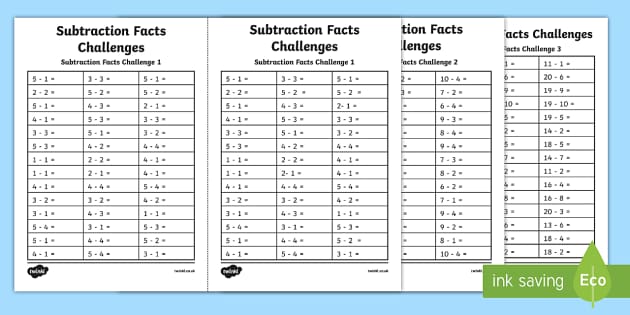 Subtraction Facts Worksheet Pack | NZ Maths Resources