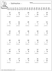 subtraction facts worksheet 1st