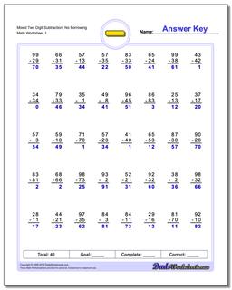 subtraction facts worksheet free