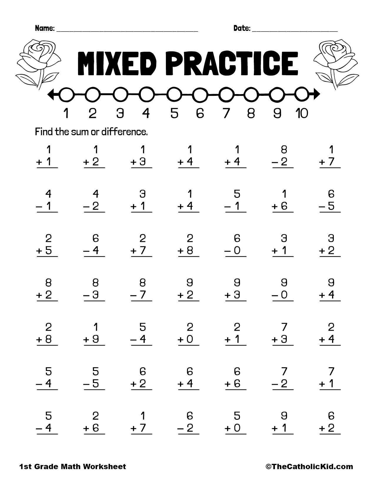 1st Grade Subtraction Catholic Worksheets - TheCatholicKid.com
