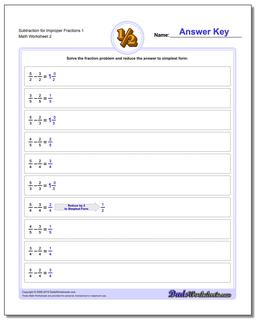 subtraction fraction worksheet