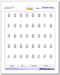 subtraction free worksheet for