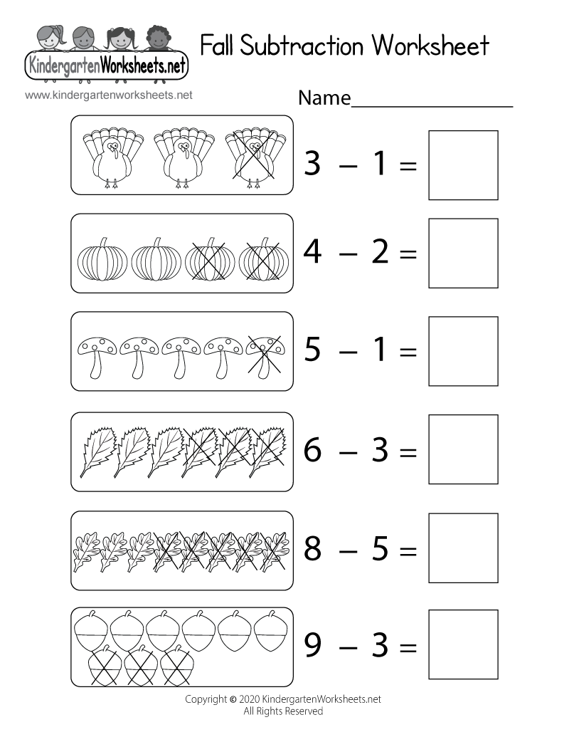 Fall Subtraction Within 10 Worksheet - Free Printable, Digital, &  PDF