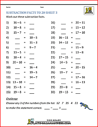 Subtraction to 20