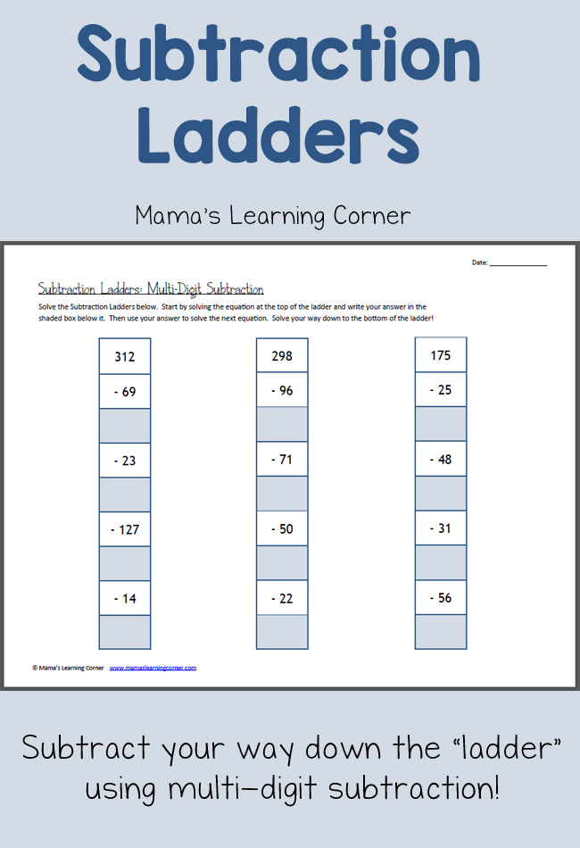 Subtraction Ladders: Simple Subtraction - Mamas Learning Corner
