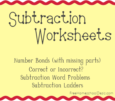 Free Subtraction Worksheets: Subtraction Ladders, Word Problems ...
