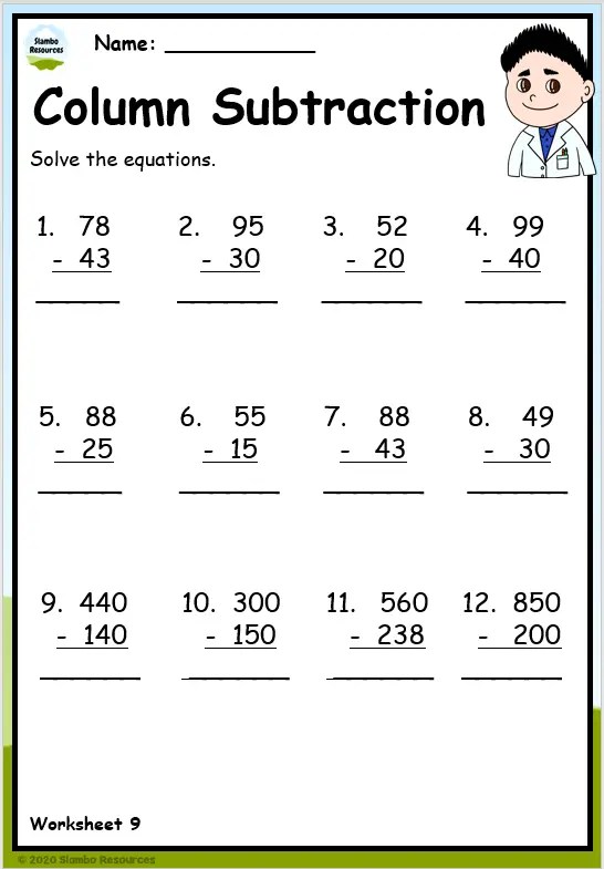 Grade 3 Subtraction Worksheets | Free Printables | Math Worksheets