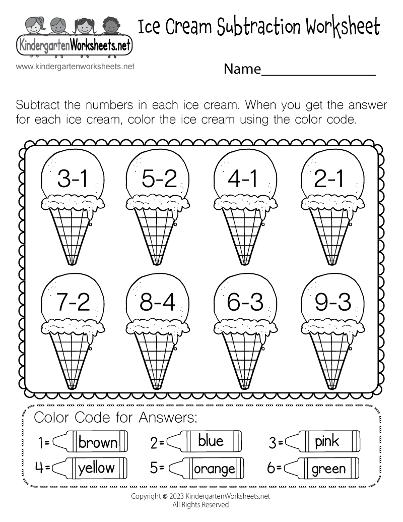 Ice Cream Subtraction Worksheet - Free Printable, Digital, &  PDF