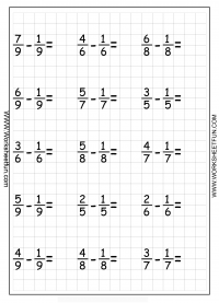 subtraction math worksheet fractions