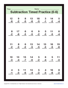 subtraction math worksheet