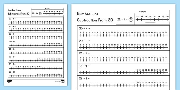 Number Line Subtraction From 30 Activity (teacher made)