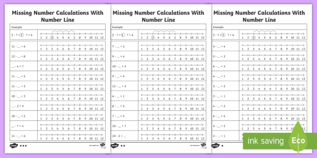 Missing Number Subtraction with a Number Line Worksheet / Worksheet