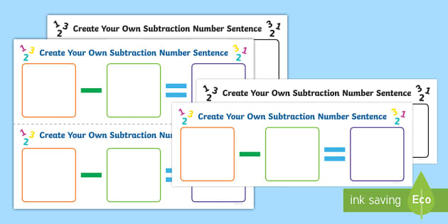 subtraction number sentences worksheet
