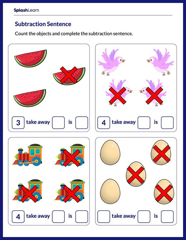subtraction number sentences worksheet