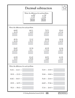 subtraction of decimals with regrouping worksheet