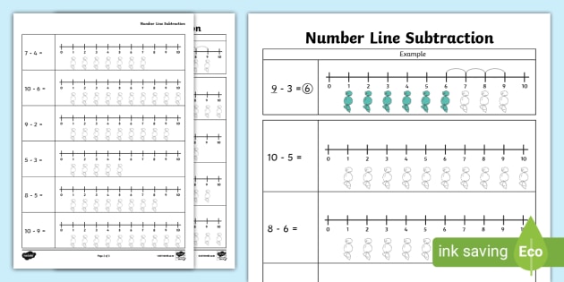 subtraction on a number line worksheet