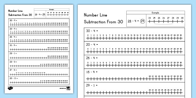 Number Line Subtraction From 30 Activity (teacher made)
