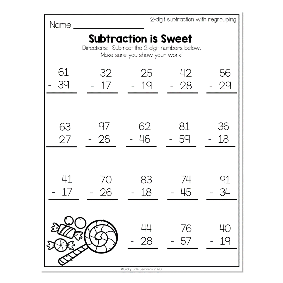2nd Grade Math Worksheets - 2-Digit Subtraction With Regrouping ...